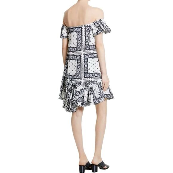 Cinq a Sept NWT Minella OTS Paisley Mini Ruffle Party Dress size 4 Navy Ivory - Picture 2 of 14